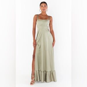 Show Me Your MuMu Clarissa Corset Dress ~ Moss Green Luxe Satin
